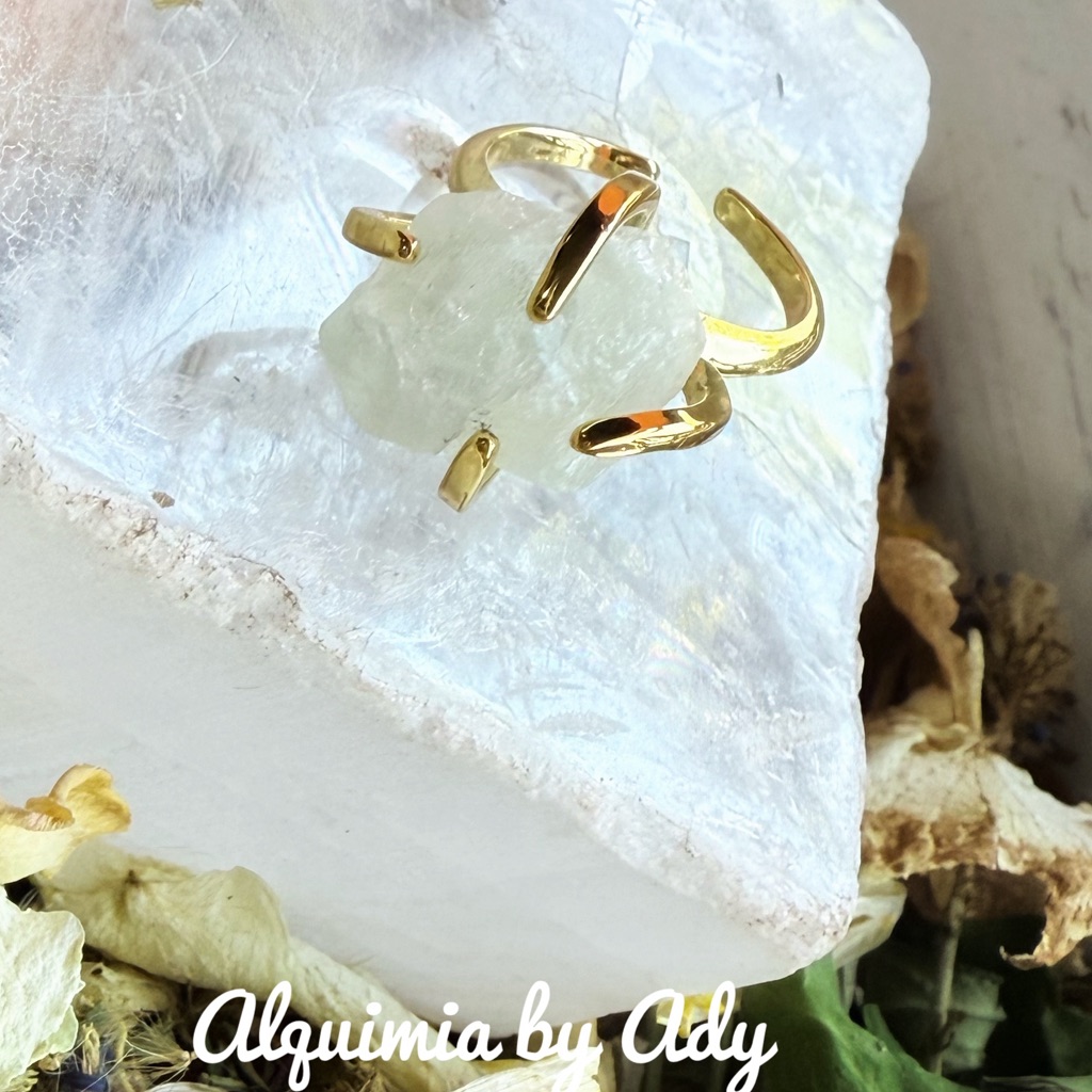 Raw Phantom Quartz Ring Adjustable Gold Natural Layered Crystal Transfor 54$